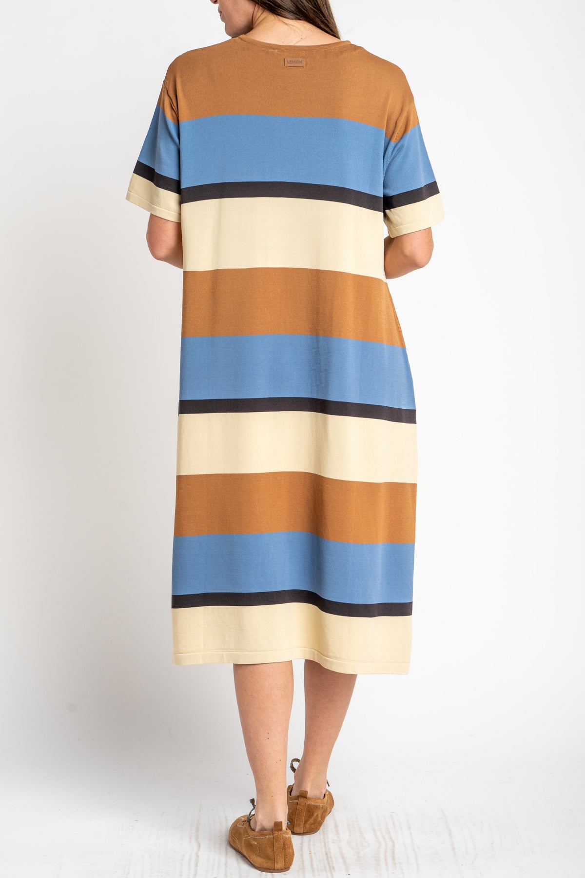 Vestido de Tricô a Listras - Cerúleo