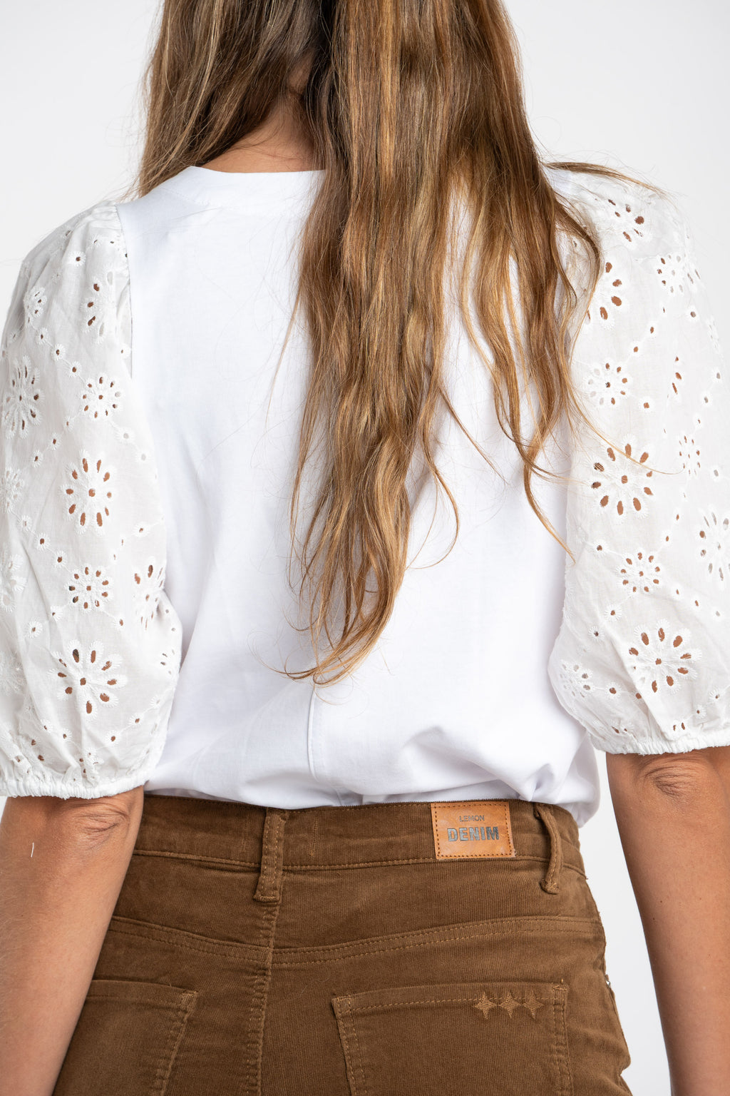 Camiseta Manga Bufante Broderie - Branco