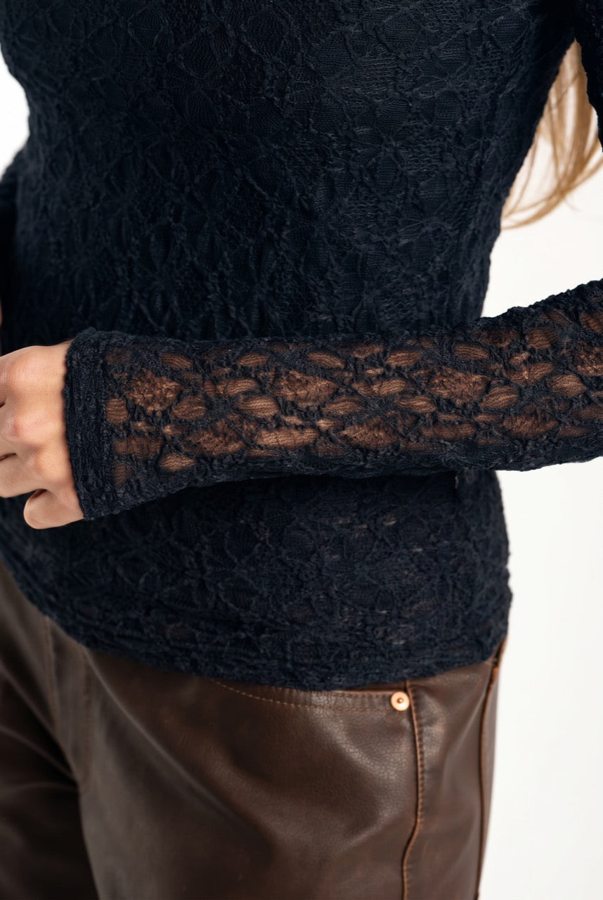 Camiseta Renda - Preto