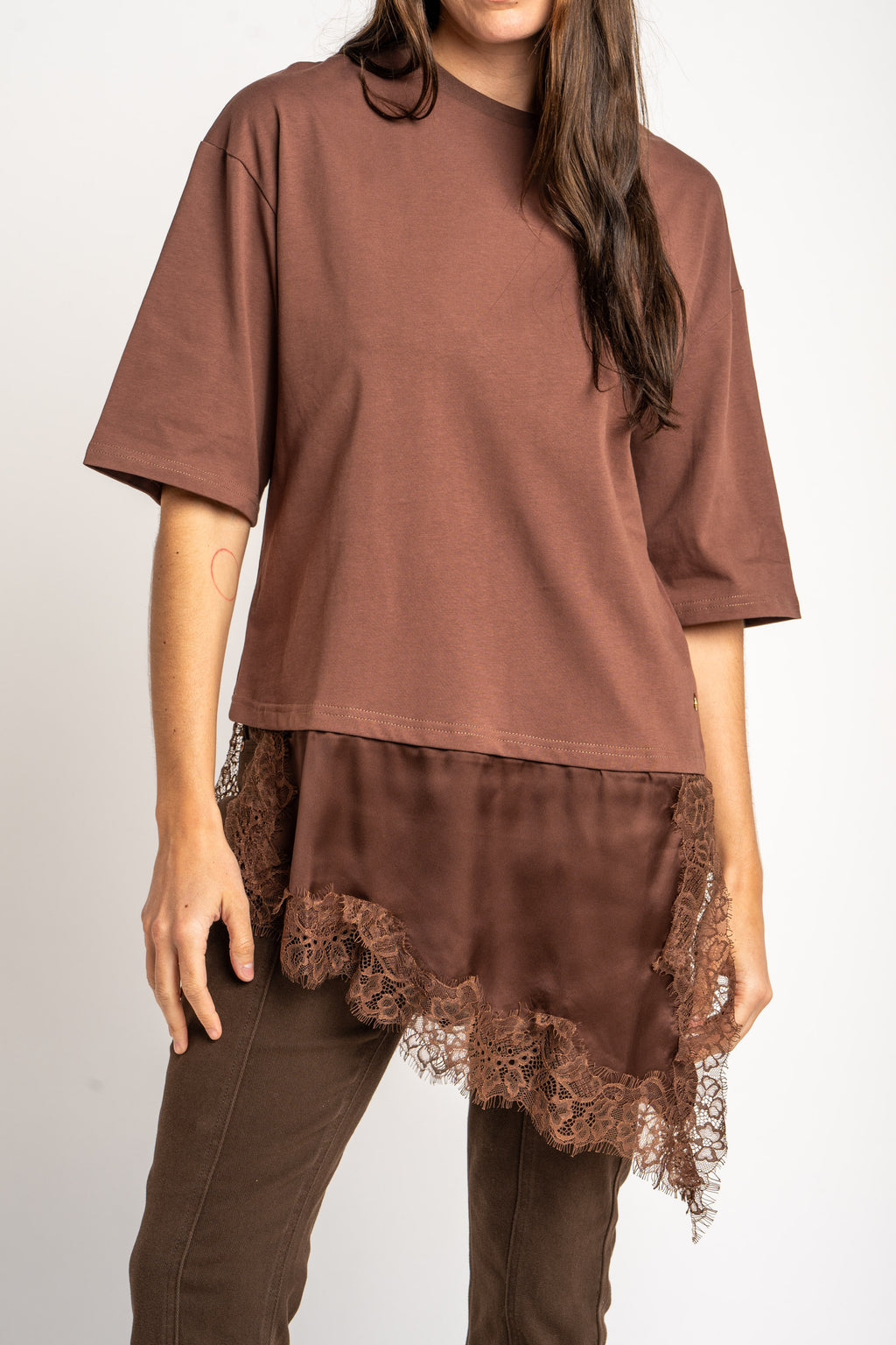 Camiseta Barra Cetim - Marrom