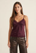 Blusa Acetinada com Renda - Bordô