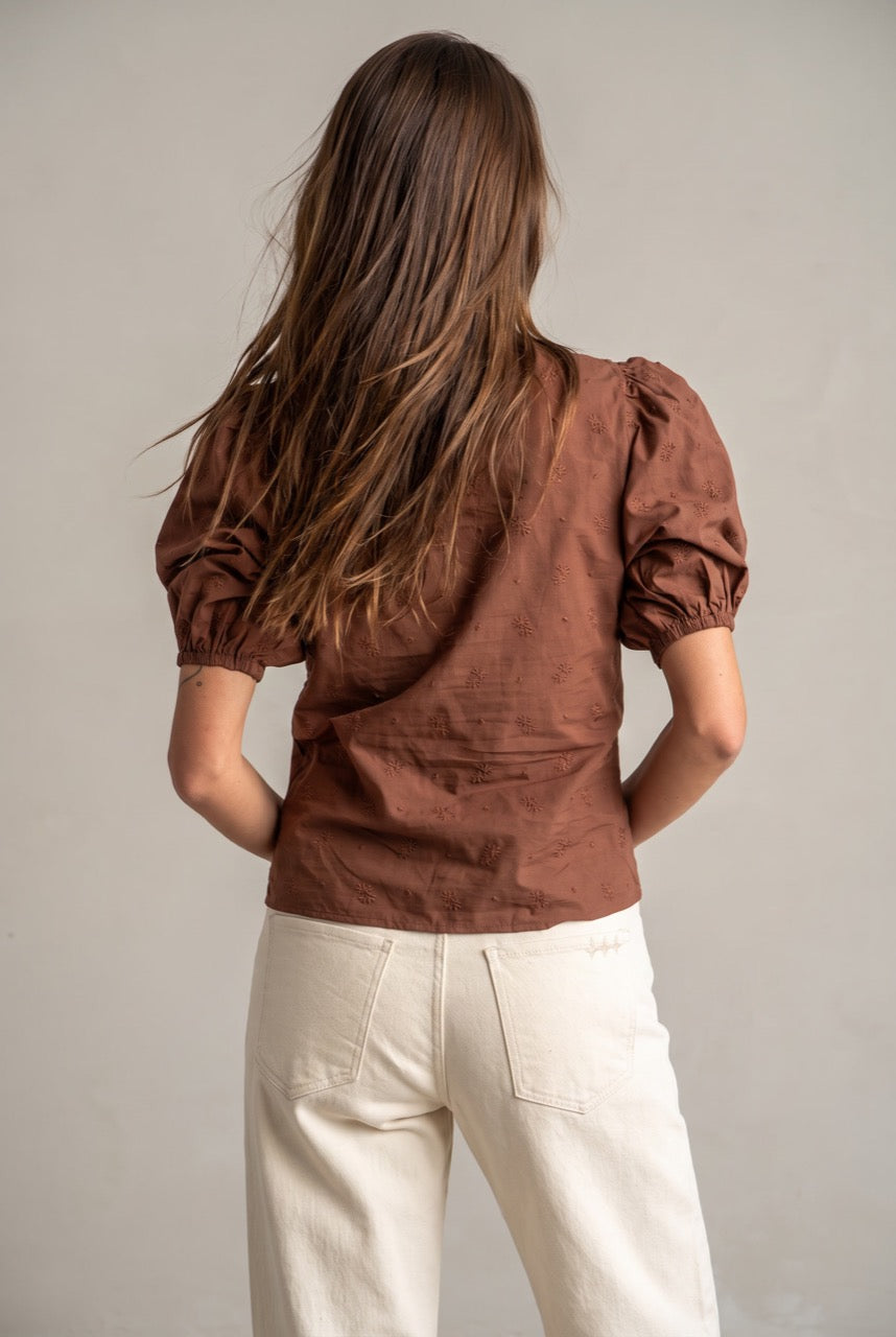 Blusa Bordada Franzido - Mocha