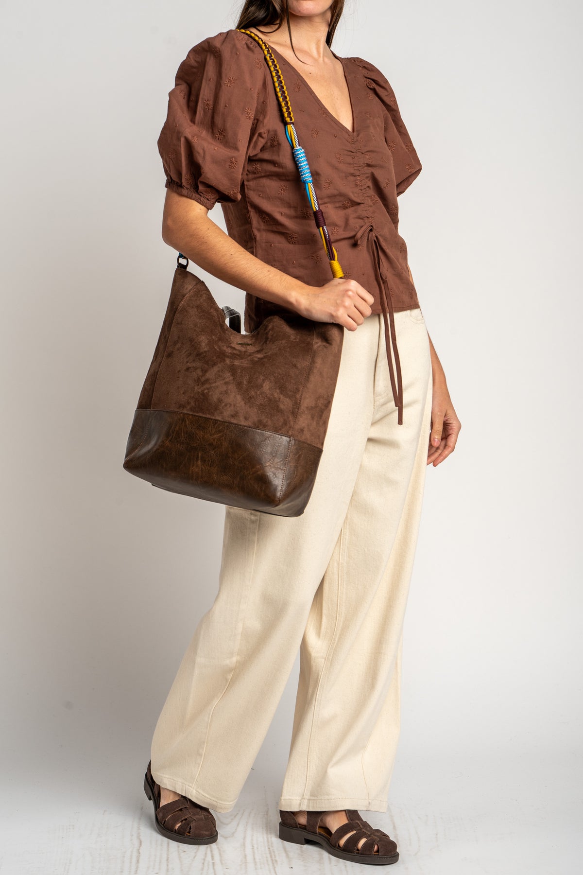 Blusa Bordada Franzido - Mocha