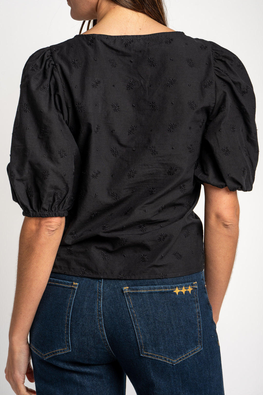 Blusa Bordada Franzido - Preto