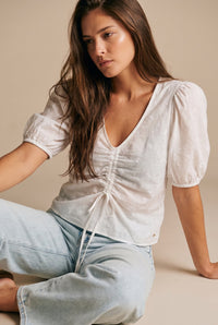 Blusa Bordada Franzido - Pérola