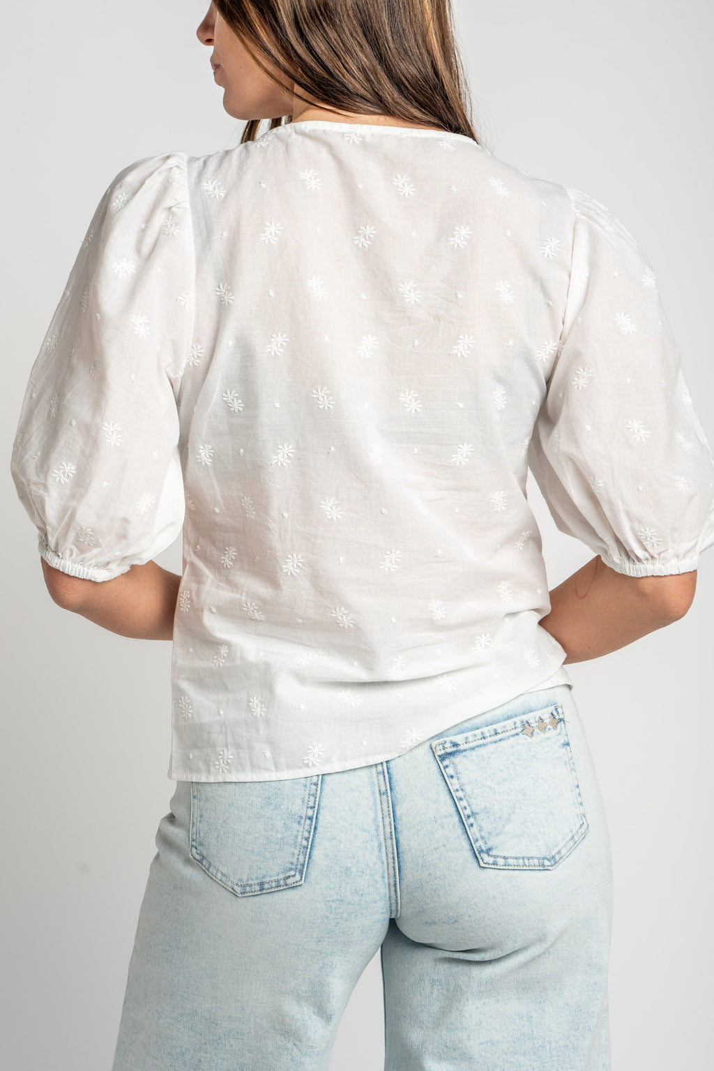 Blusa Bordada Franzido - Pérola