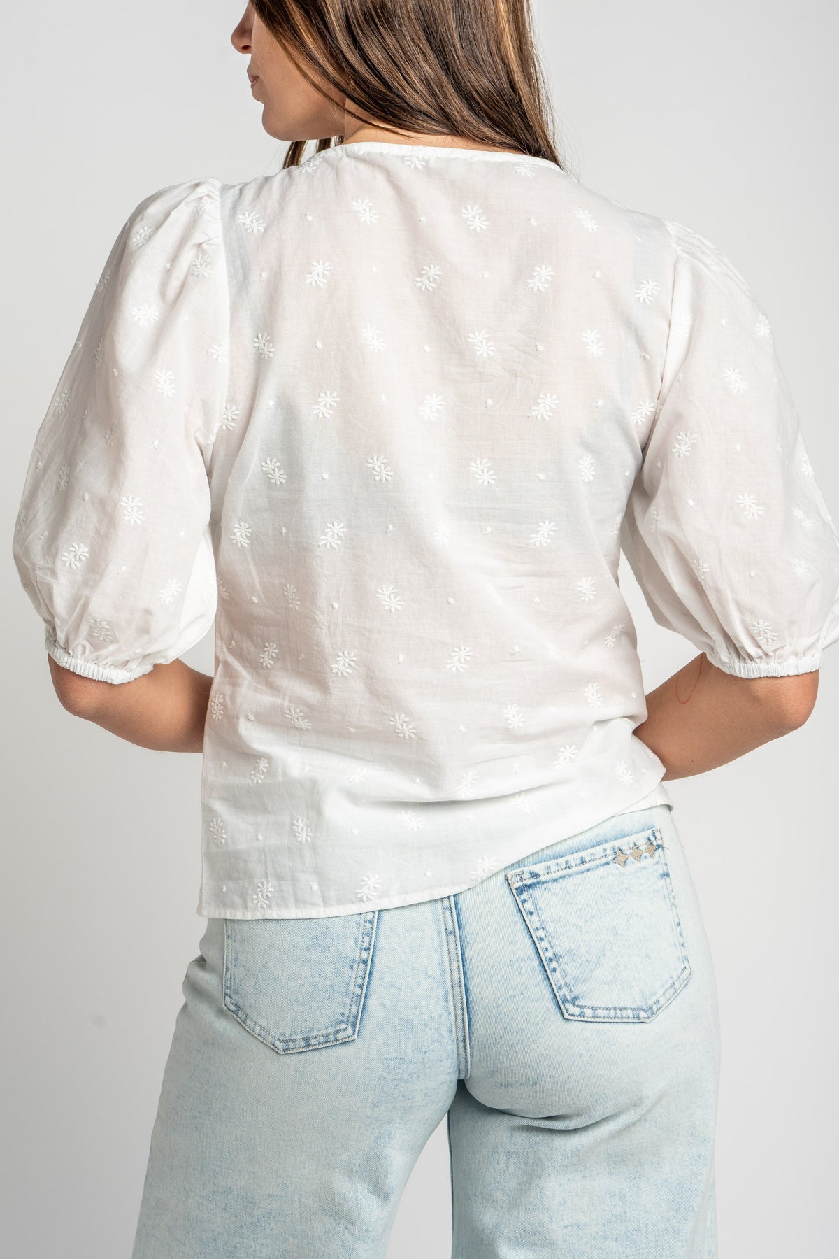 Blusa Bordada Franzido - Pérola
