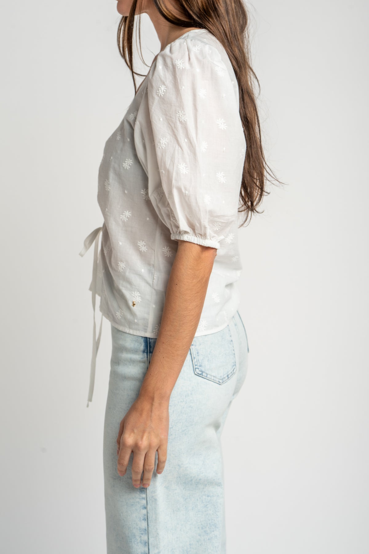Blusa Bordada Franzido - Pérola