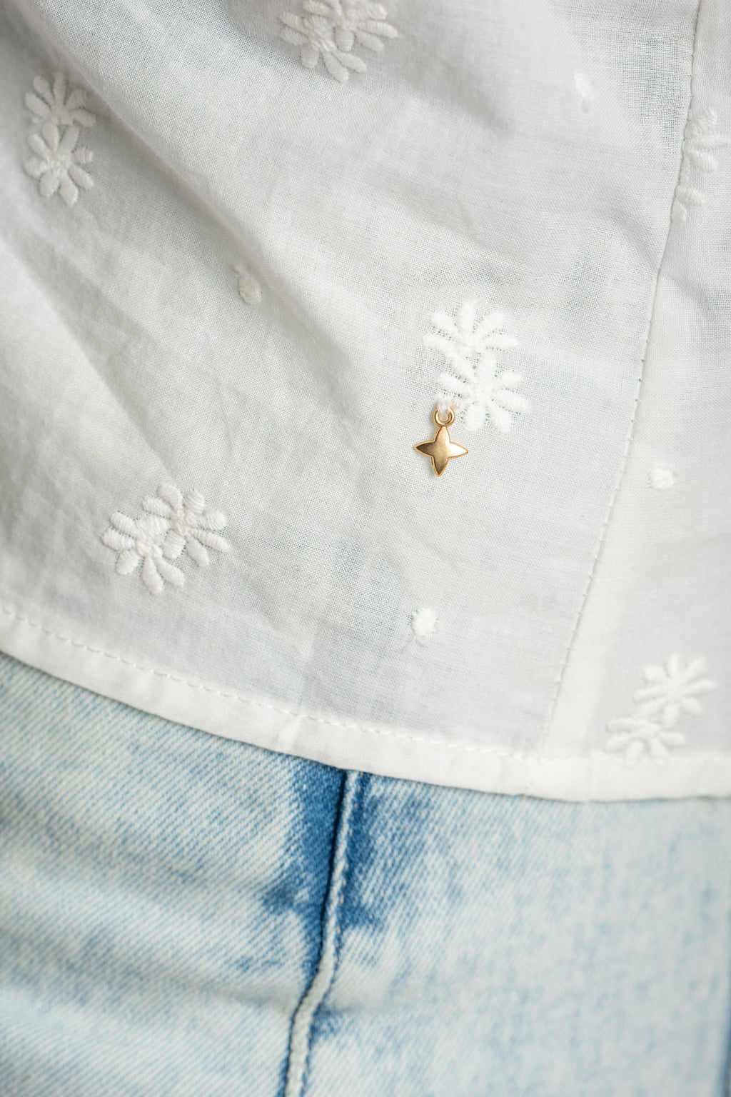 Blusa Bordada Franzido - Pérola