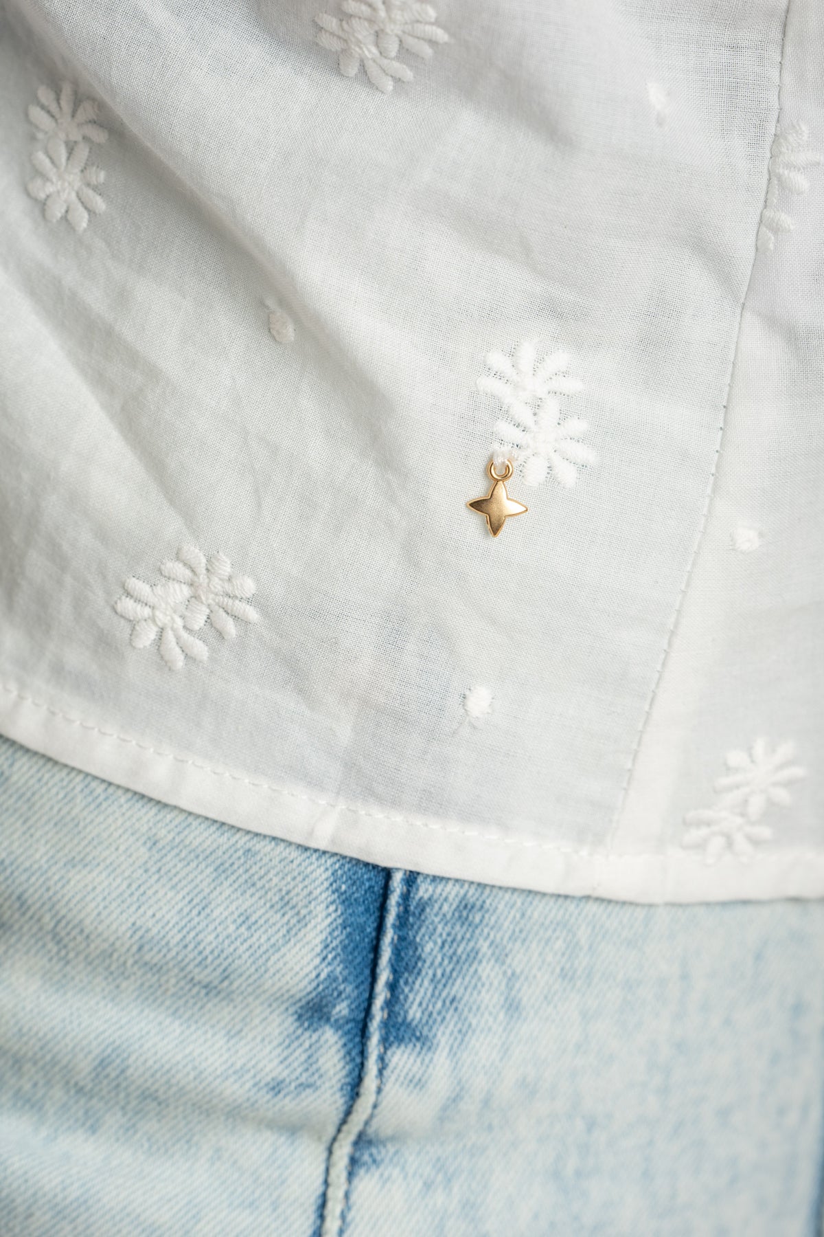 Blusa Bordada Franzido - Pérola