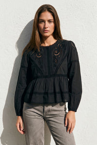 Blusa Broderie Algodão - Preto