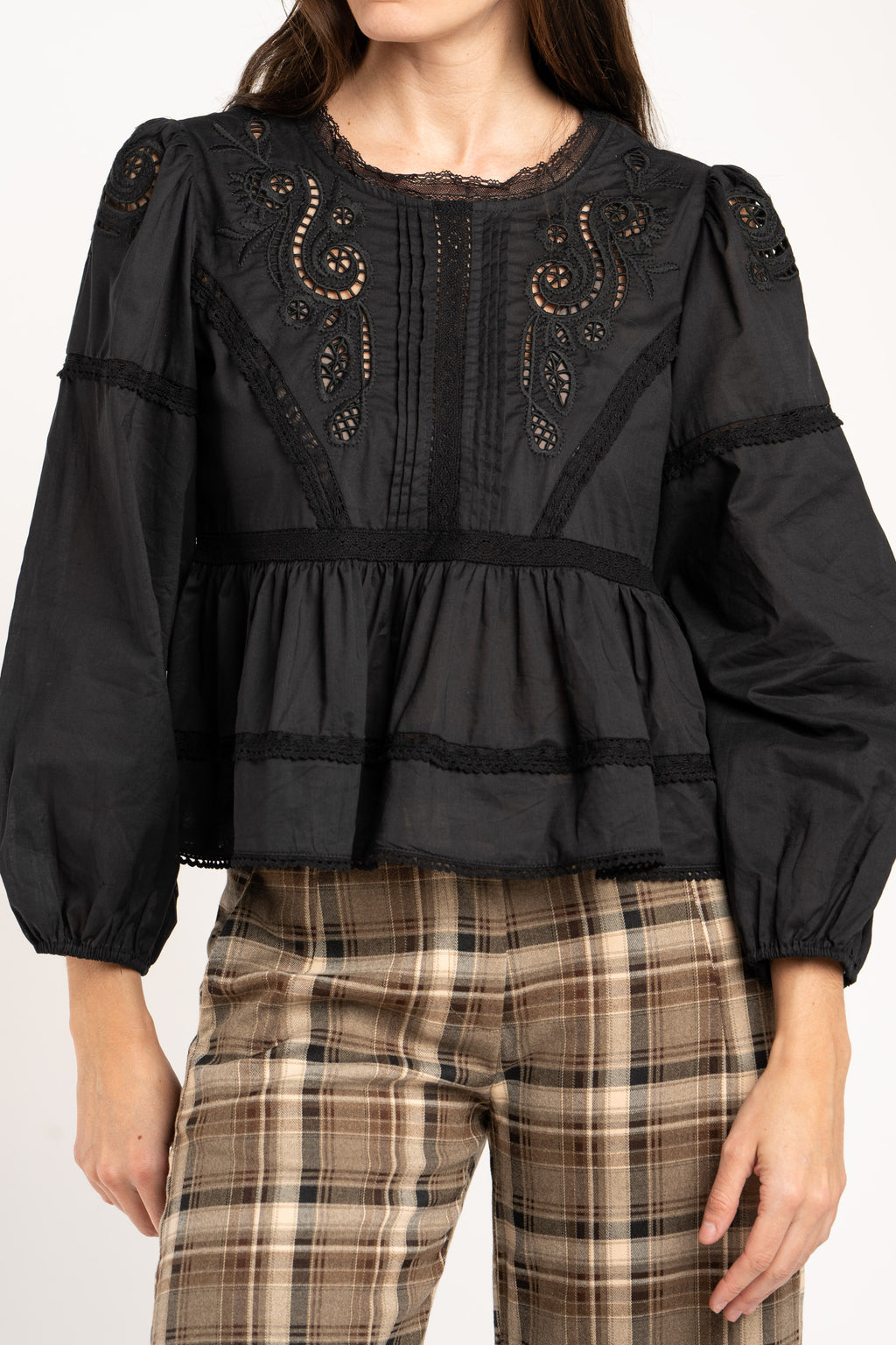 Blusa Broderie Algodão - Preto