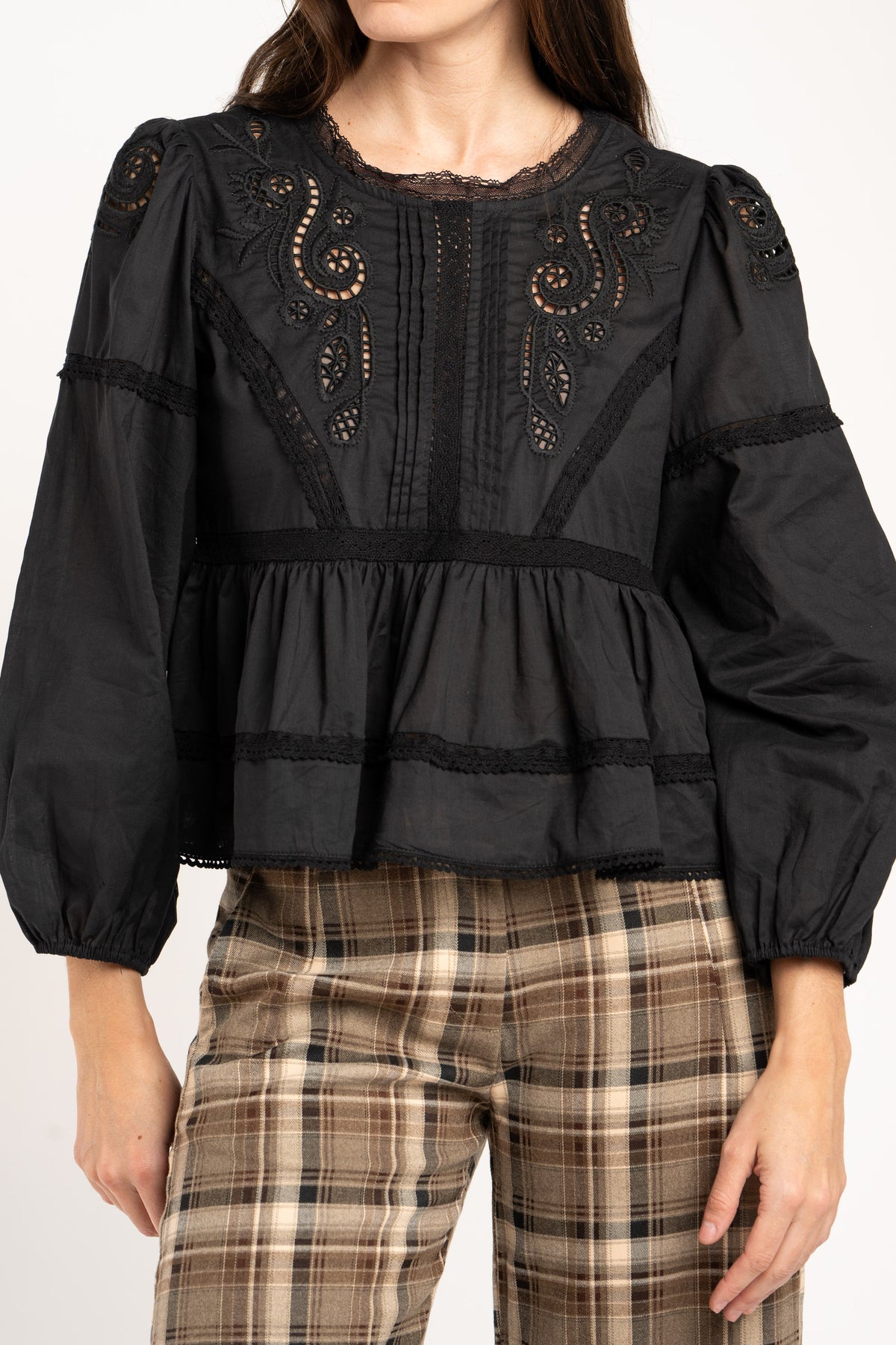 Blusa Broderie Algodão - Preto