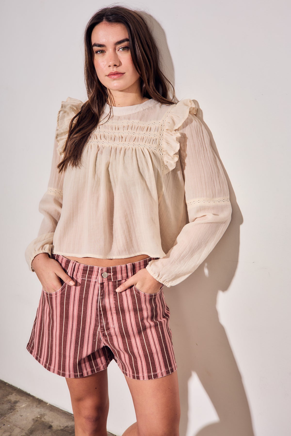 Blusa com Babados - Areia