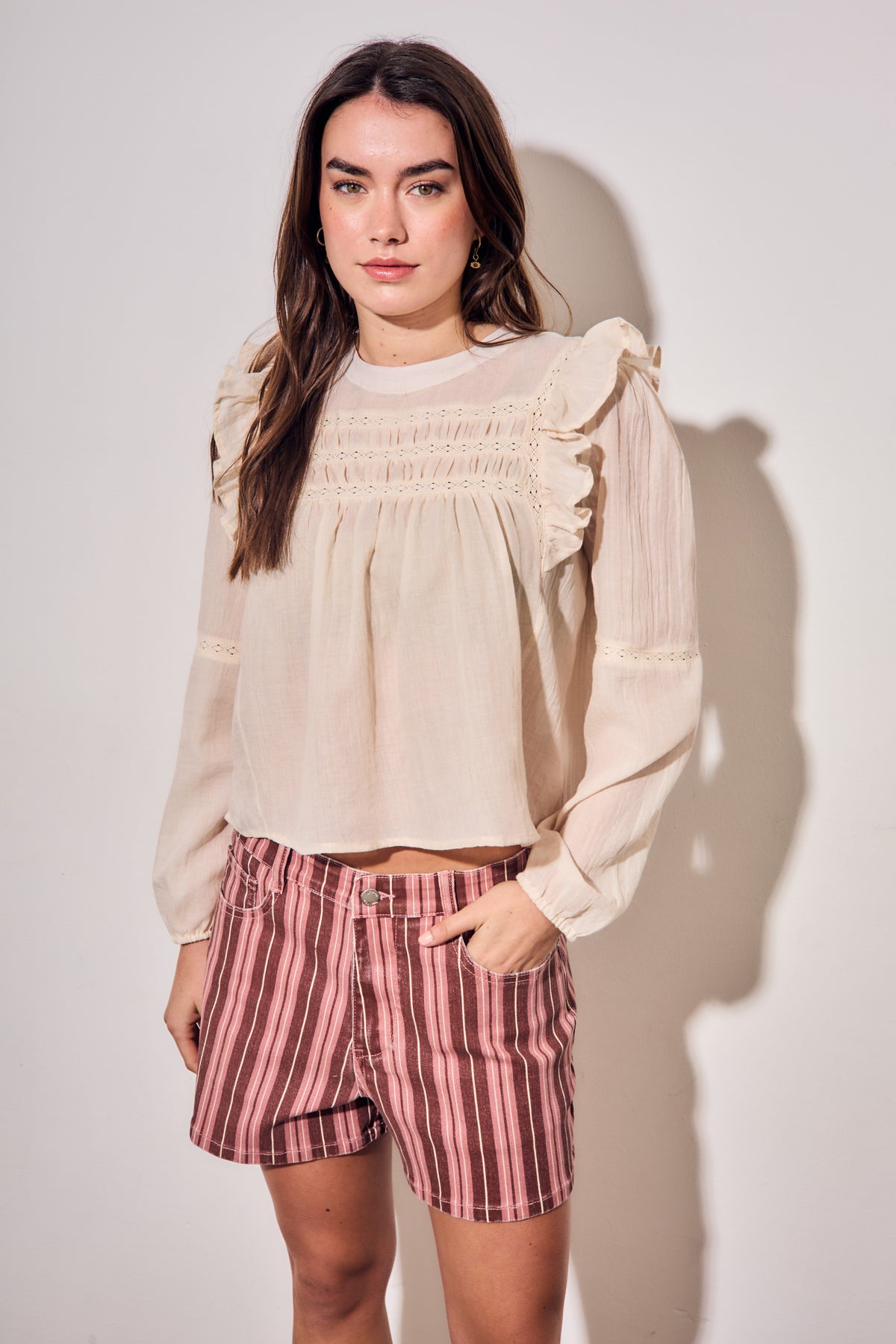 Blusa com Babados - Areia