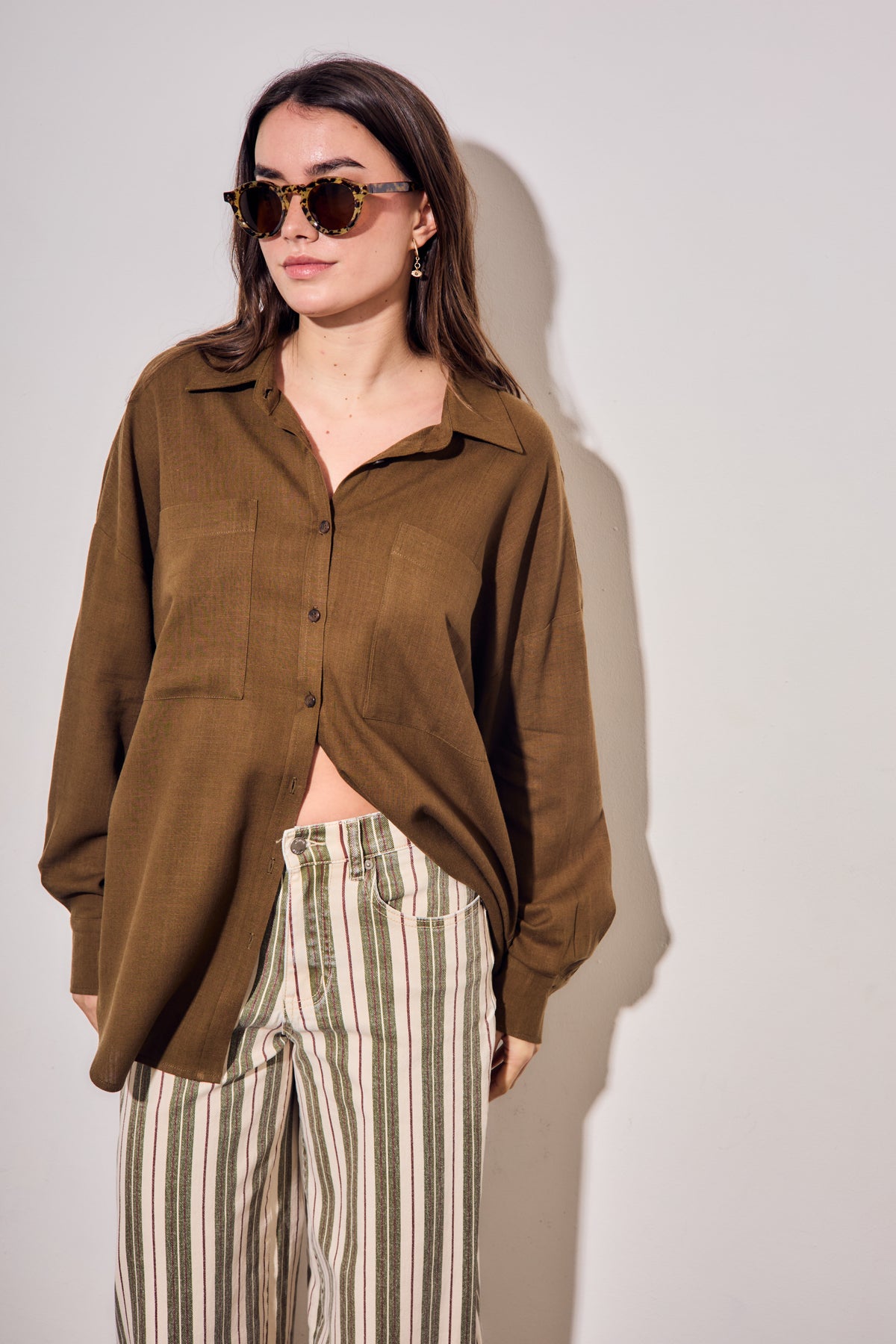 Camisa com Linho - Oliva
