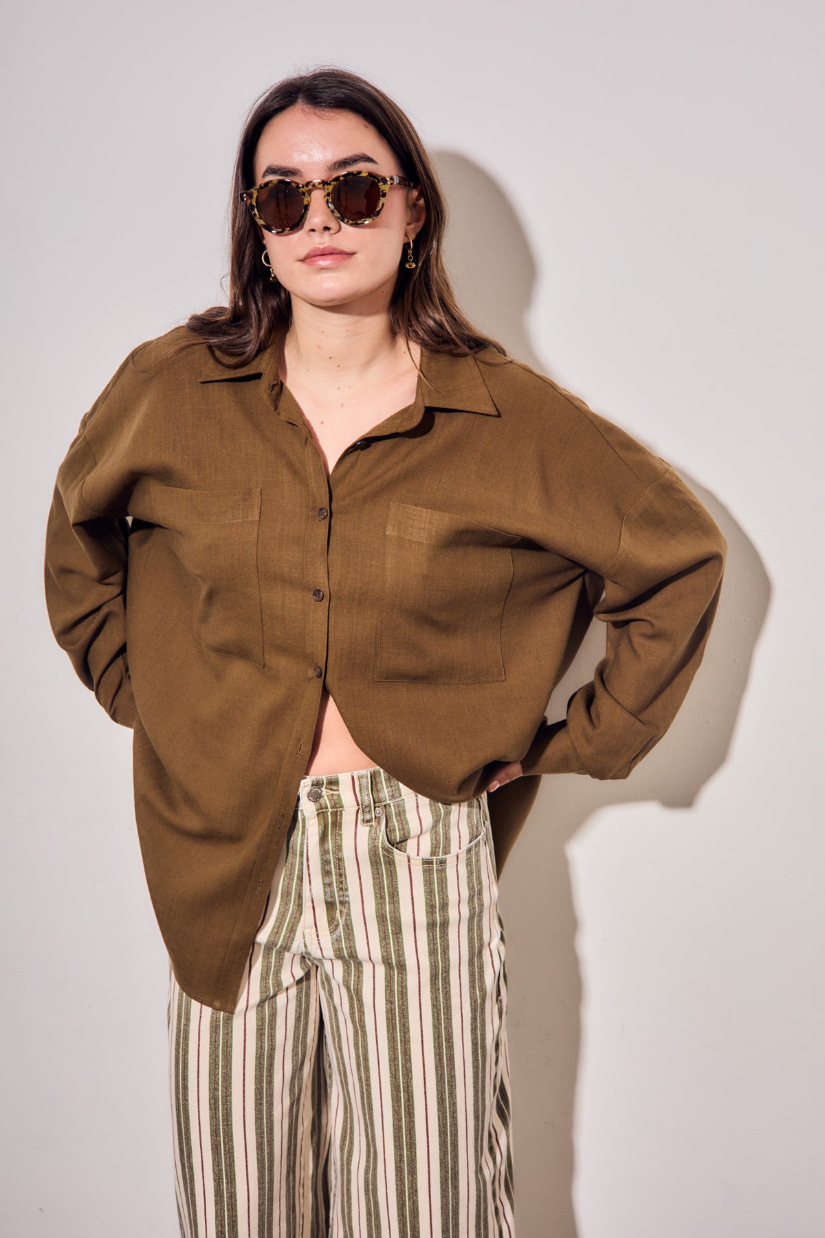 Camisa com Linho - Oliva