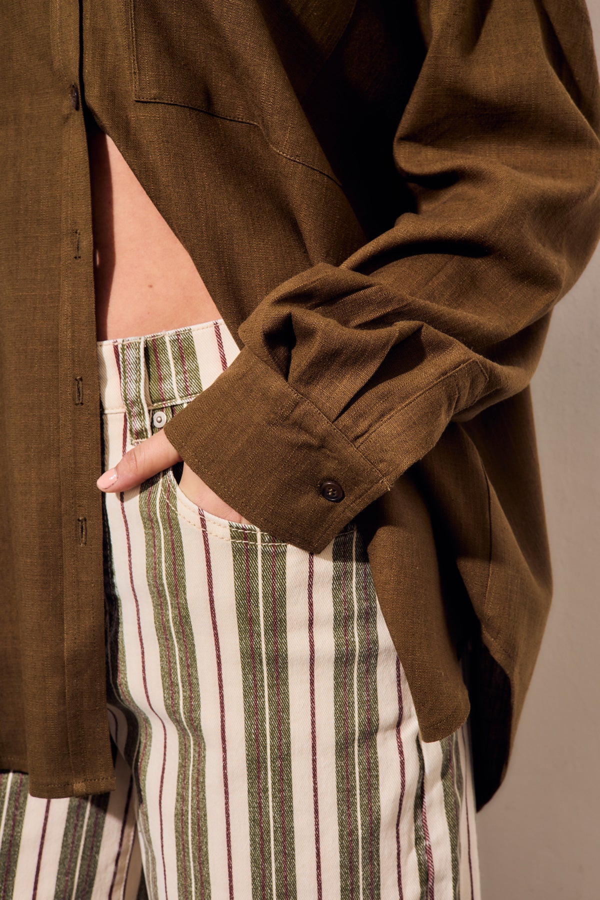 Camisa com Linho - Oliva