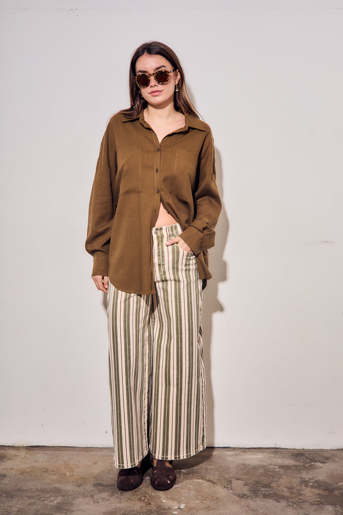 Camisa com Linho - Oliva