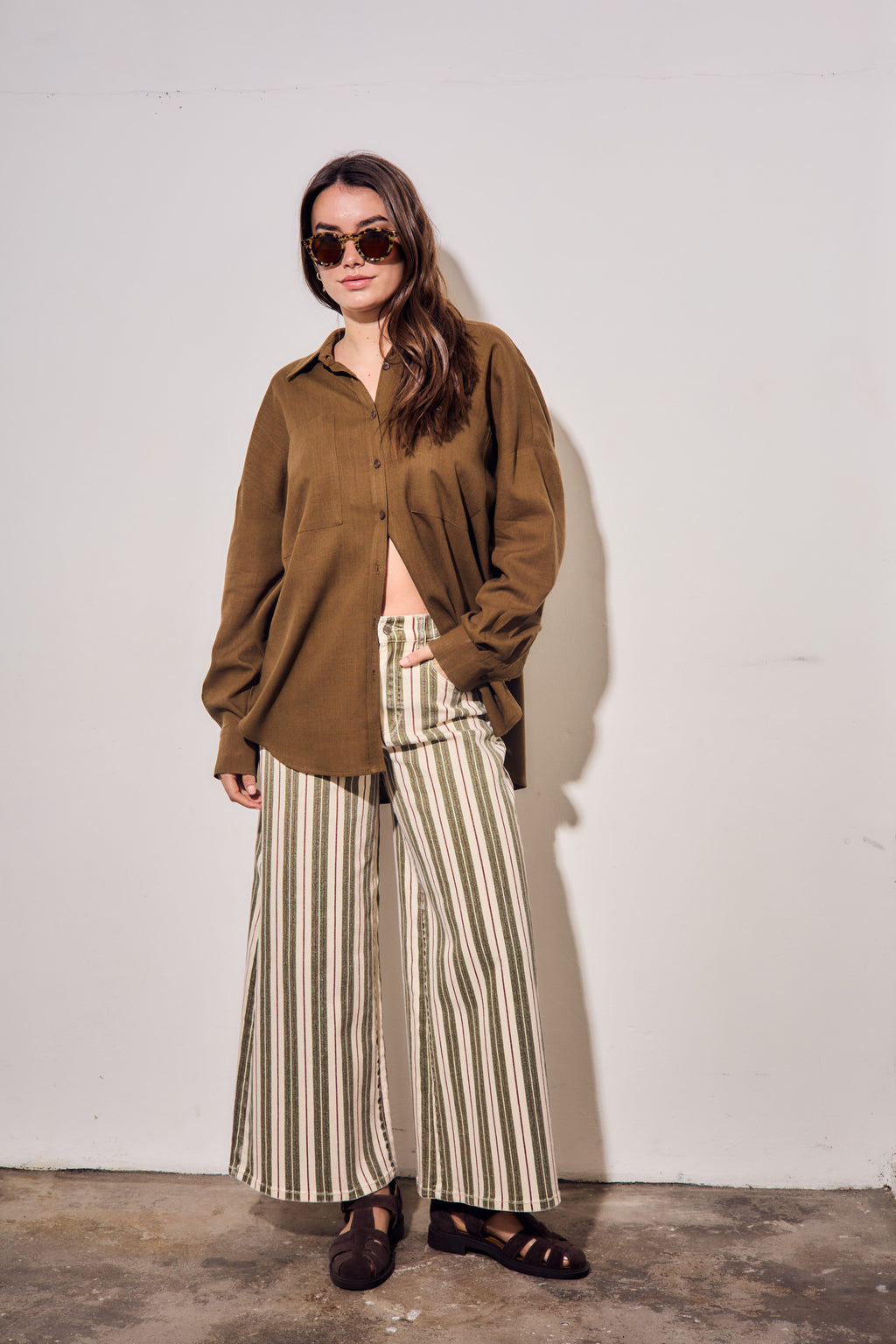 Camisa com Linho - Oliva