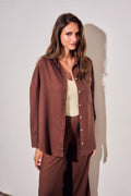 Camisa com Linho - Chocolate