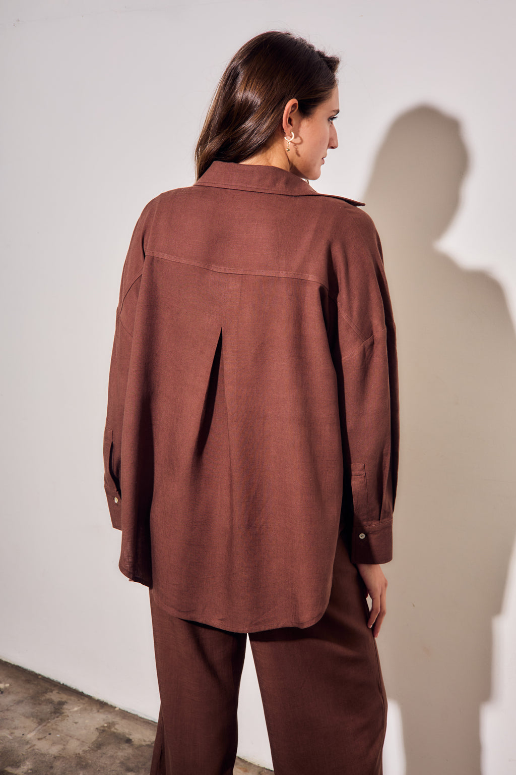 Camisa com Linho - Chocolate