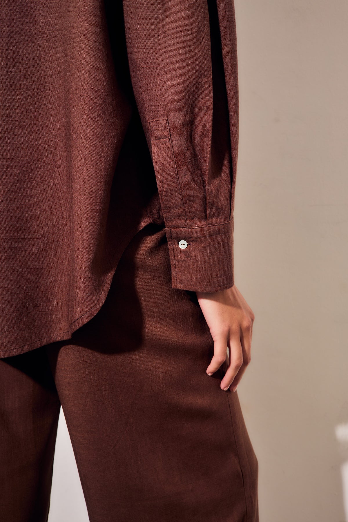 Camisa com Linho - Chocolate