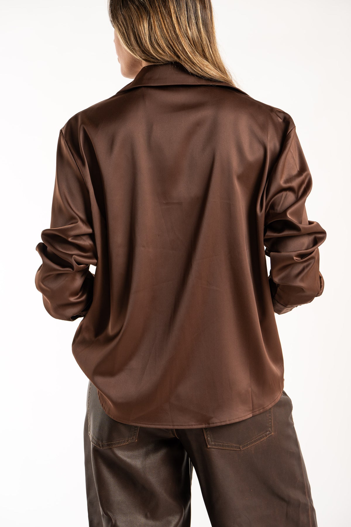 Camisa Cetim - Chocolate