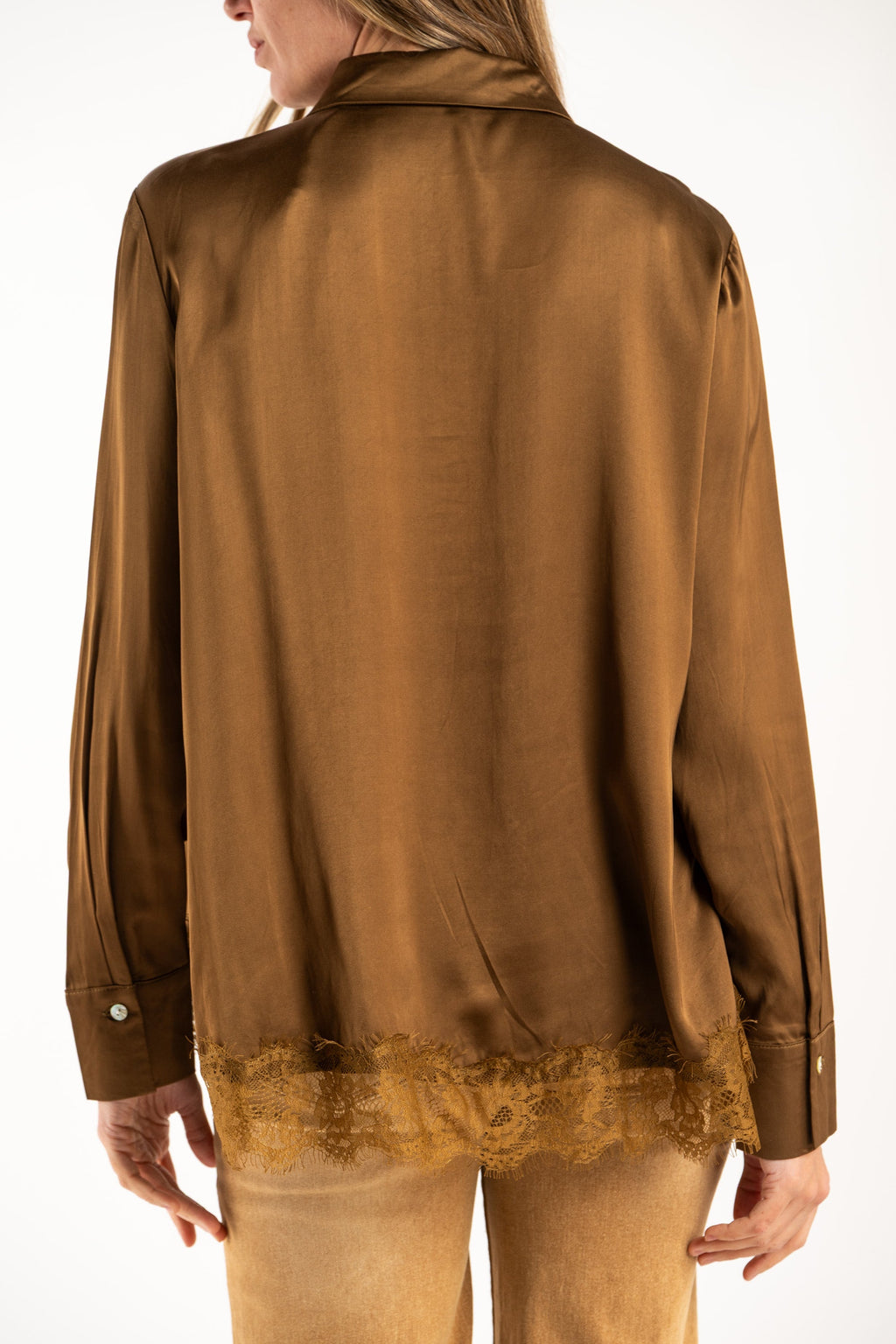 Camisa Cetim Barra Renda