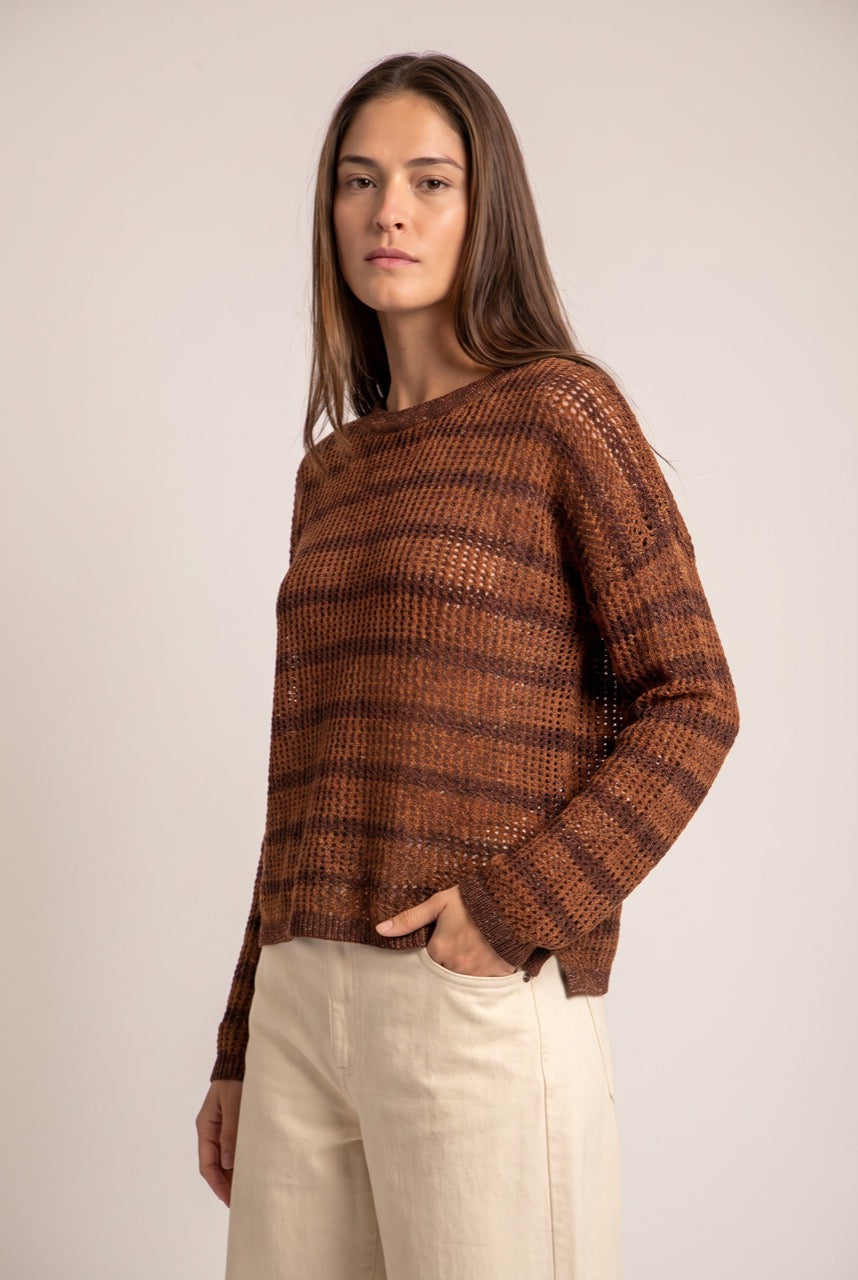 Suéter Texturizado Lurex - Chocolate
