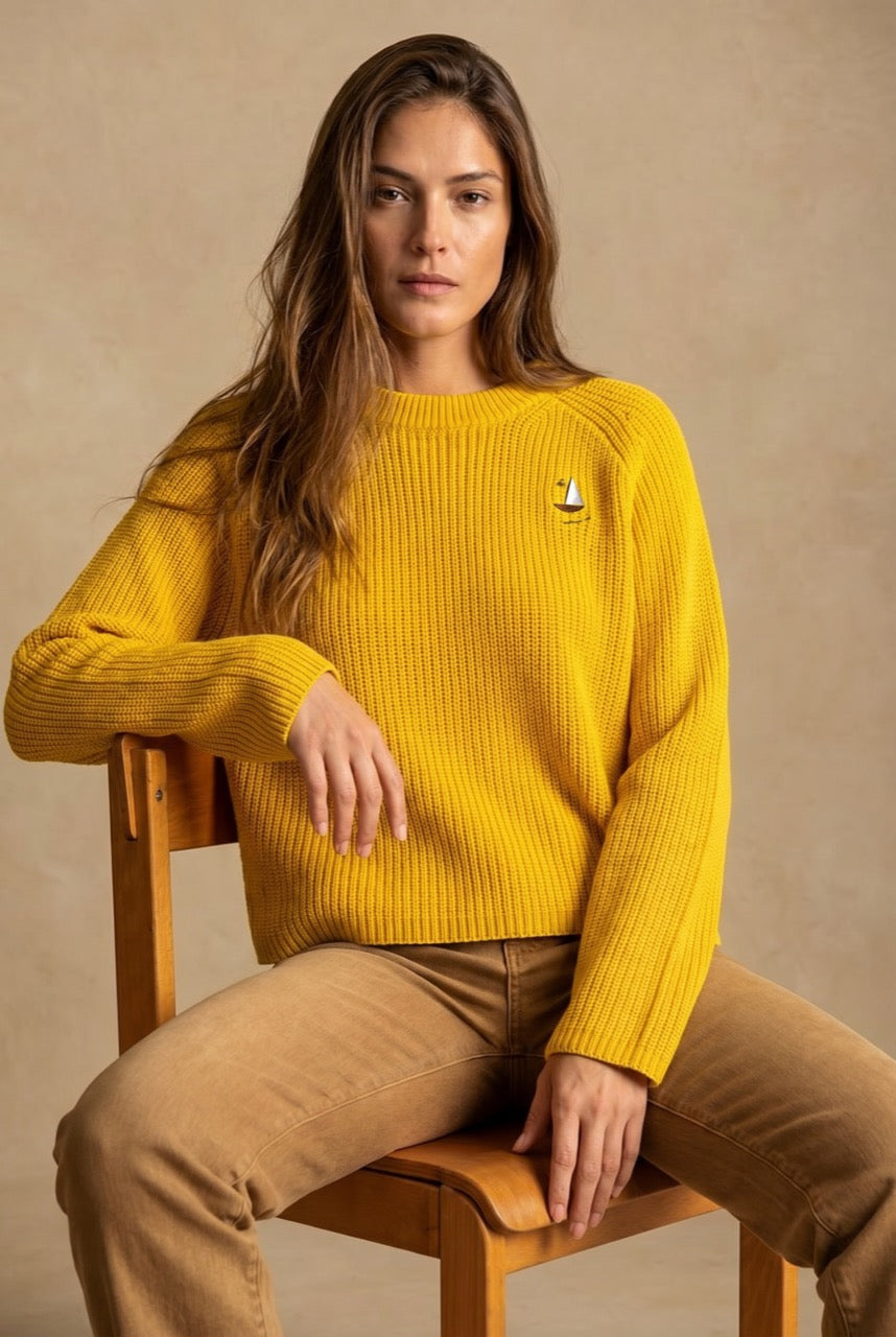 Suéter Algodão com Bordado - Amarelo