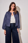 Jaqueta Bomber com Bordado - Denim