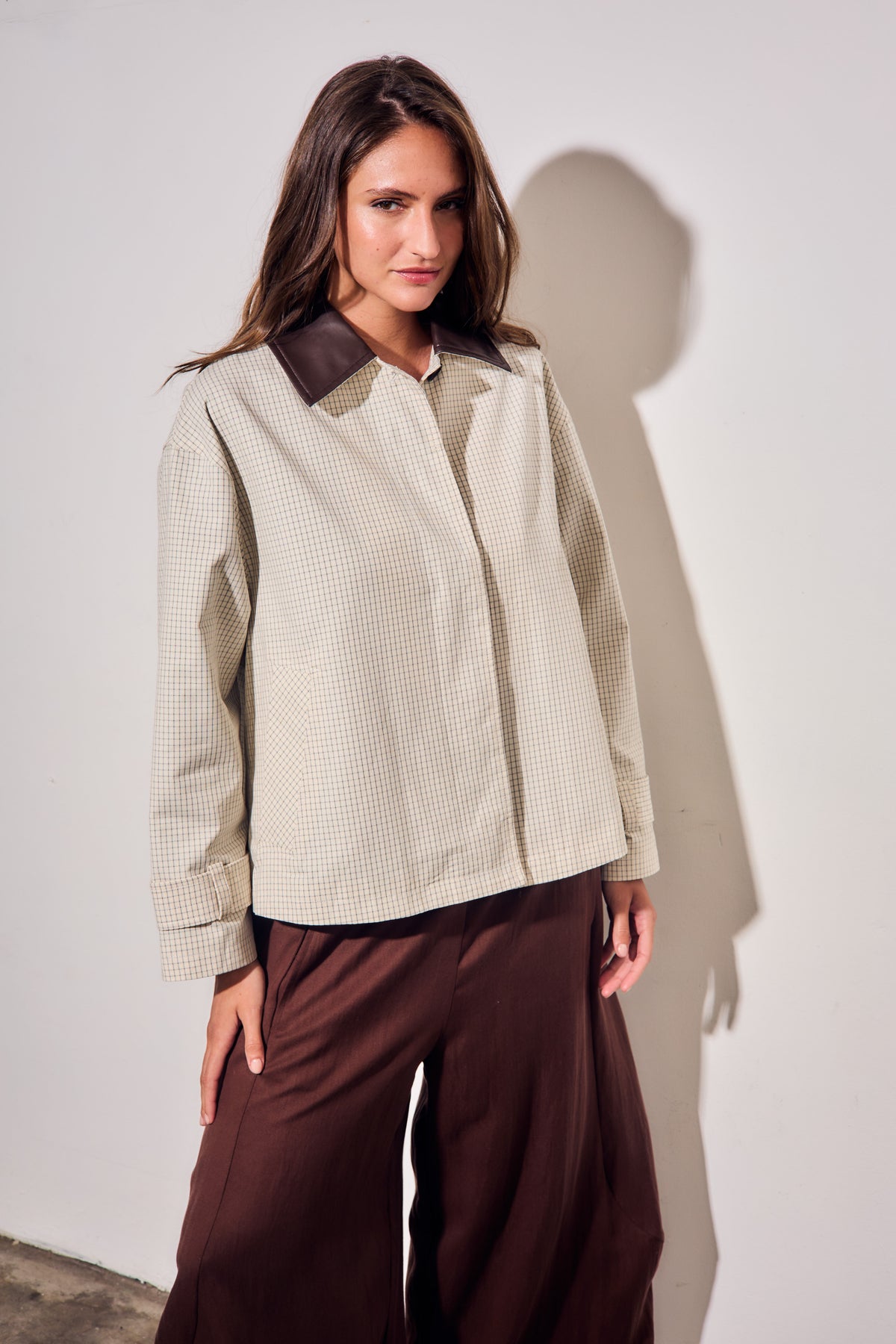Trench Coat Xadrez - Pérola