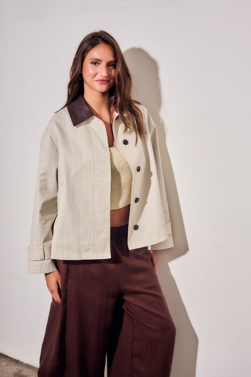 Trench Coat Xadrez - Pérola