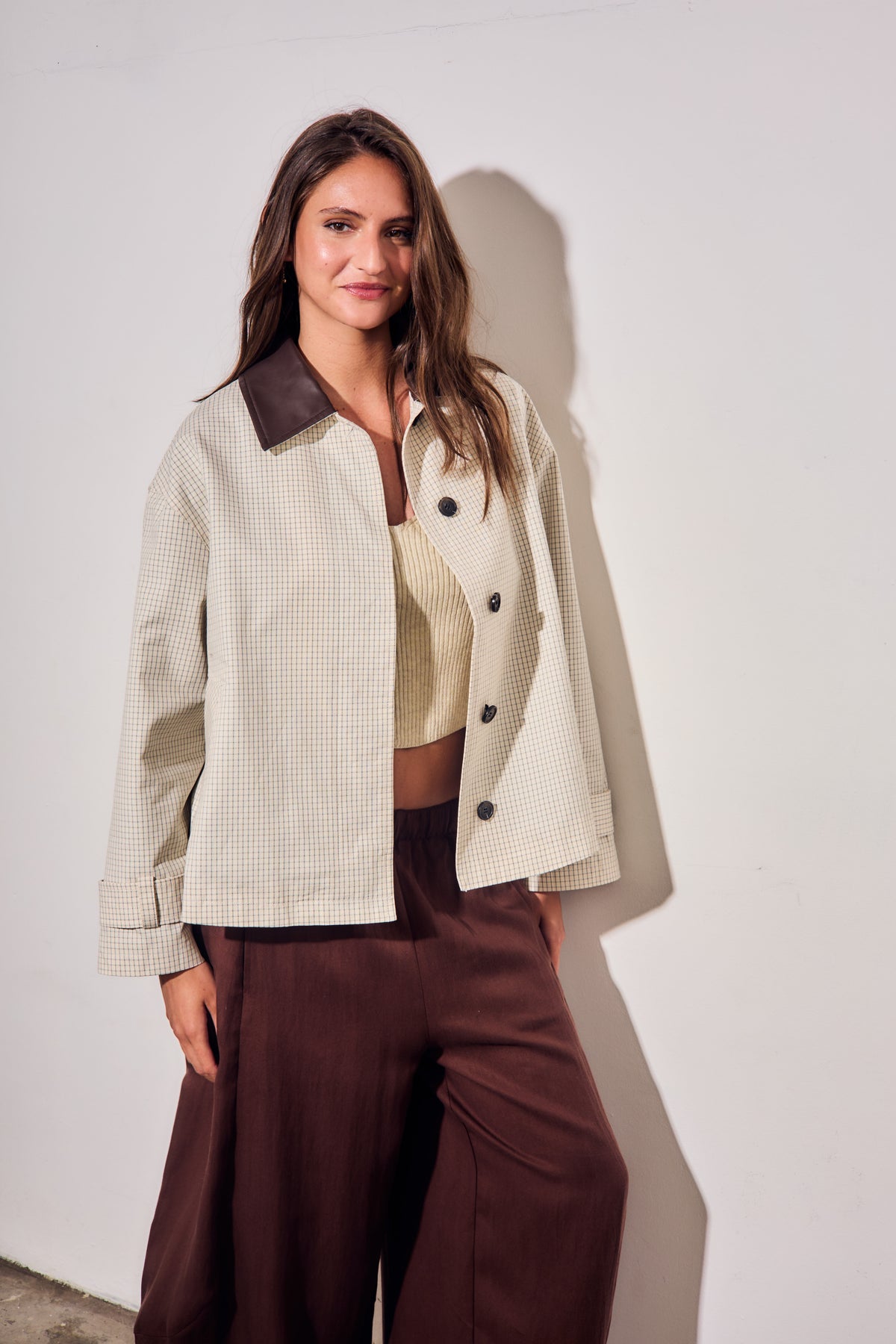 Trench Coat Xadrez - Pérola