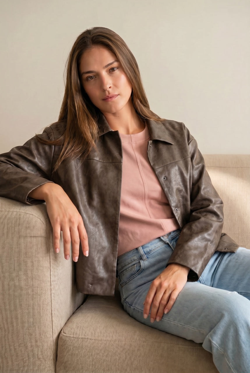 Jaqueta Couro Vegano - Chocolate