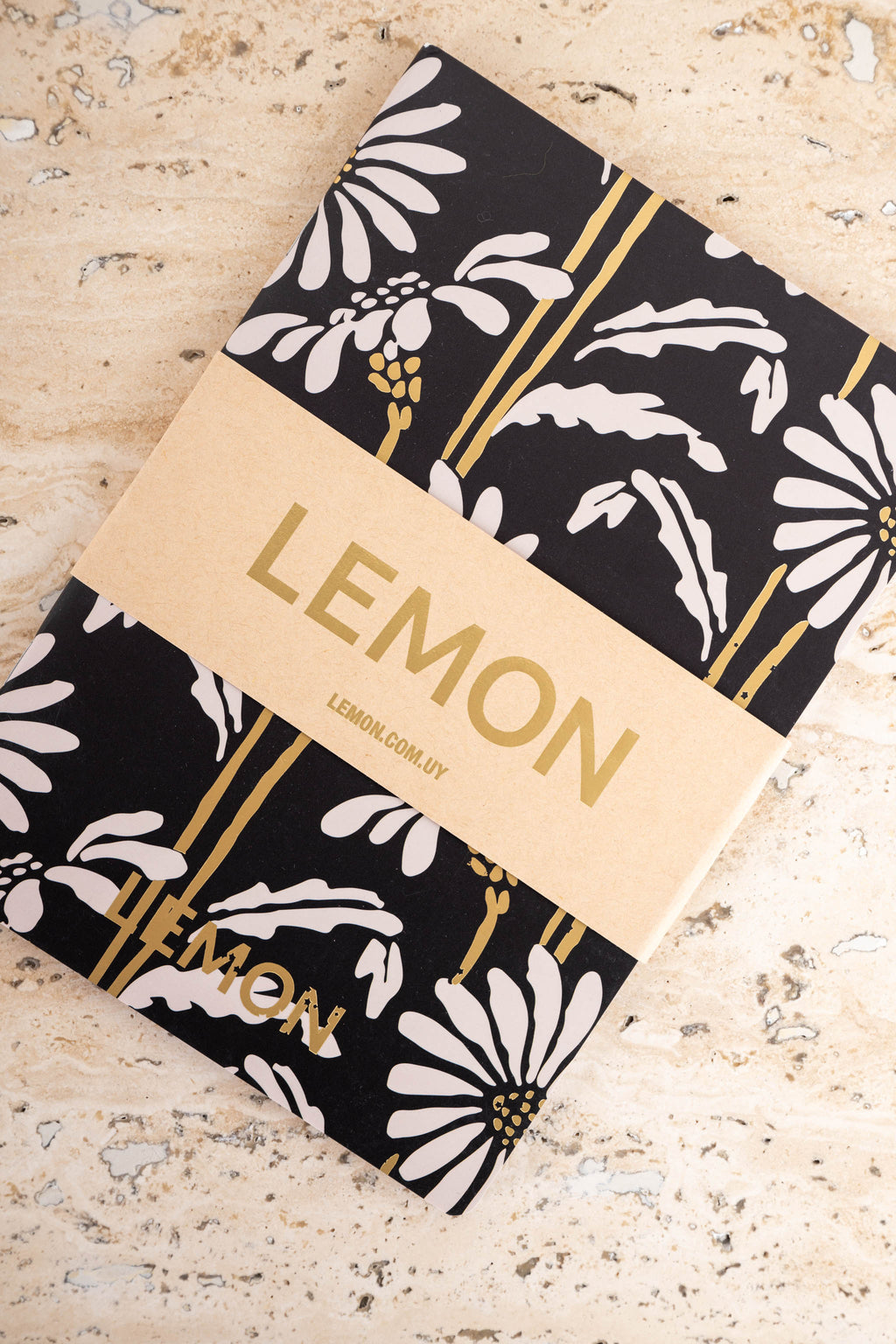 Caderno Estampa Flores - Preto