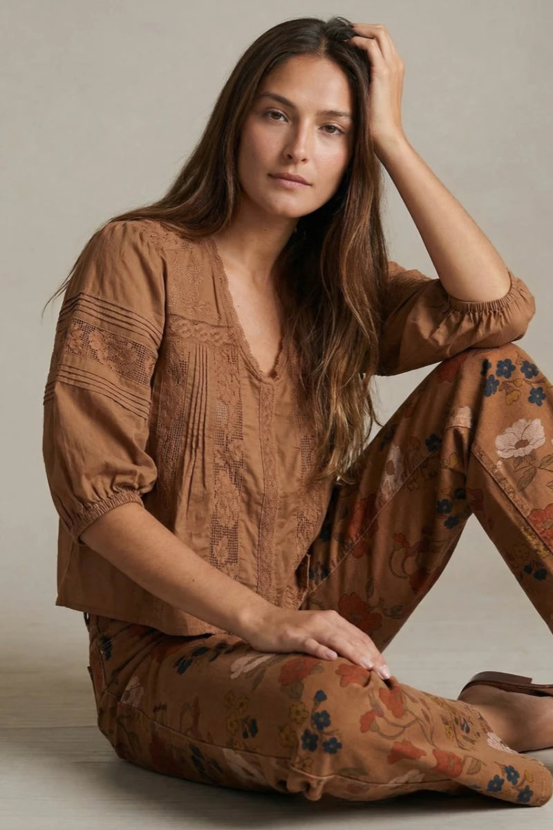 Blusa Boho Linho - Chocolate