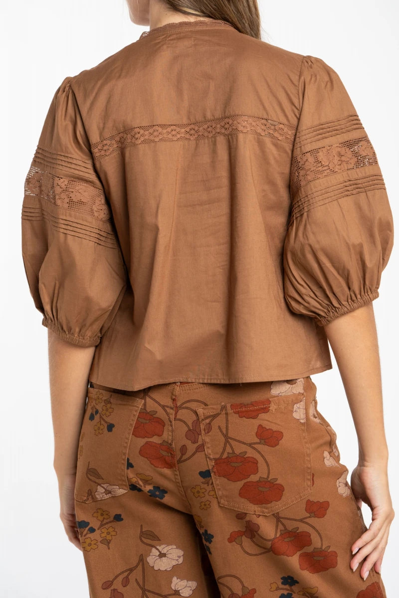 Blusa Boho Linho - Chocolate