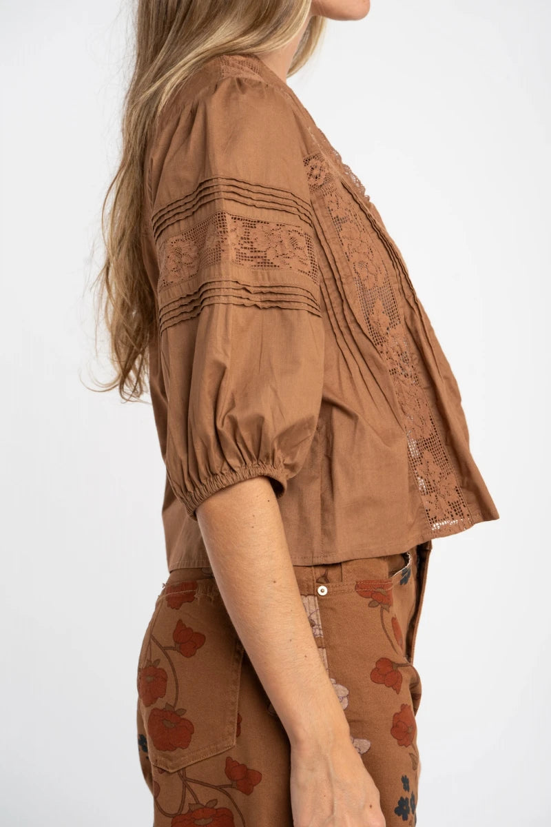 Blusa Boho Linho - Chocolate