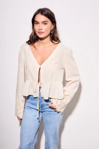 Blusa Bordada Vazada Pérola