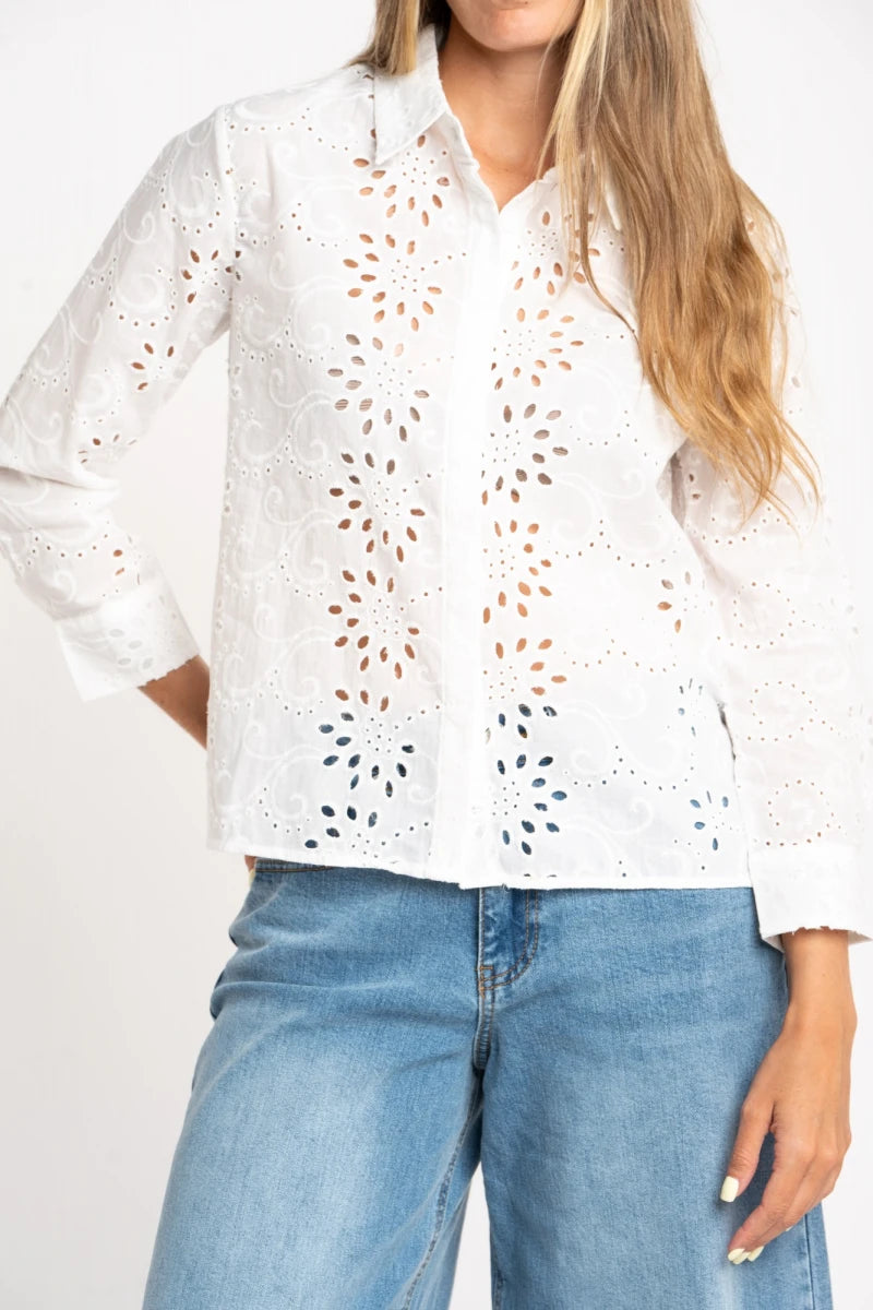 Blusa Manga Longa com Bordado Pérola