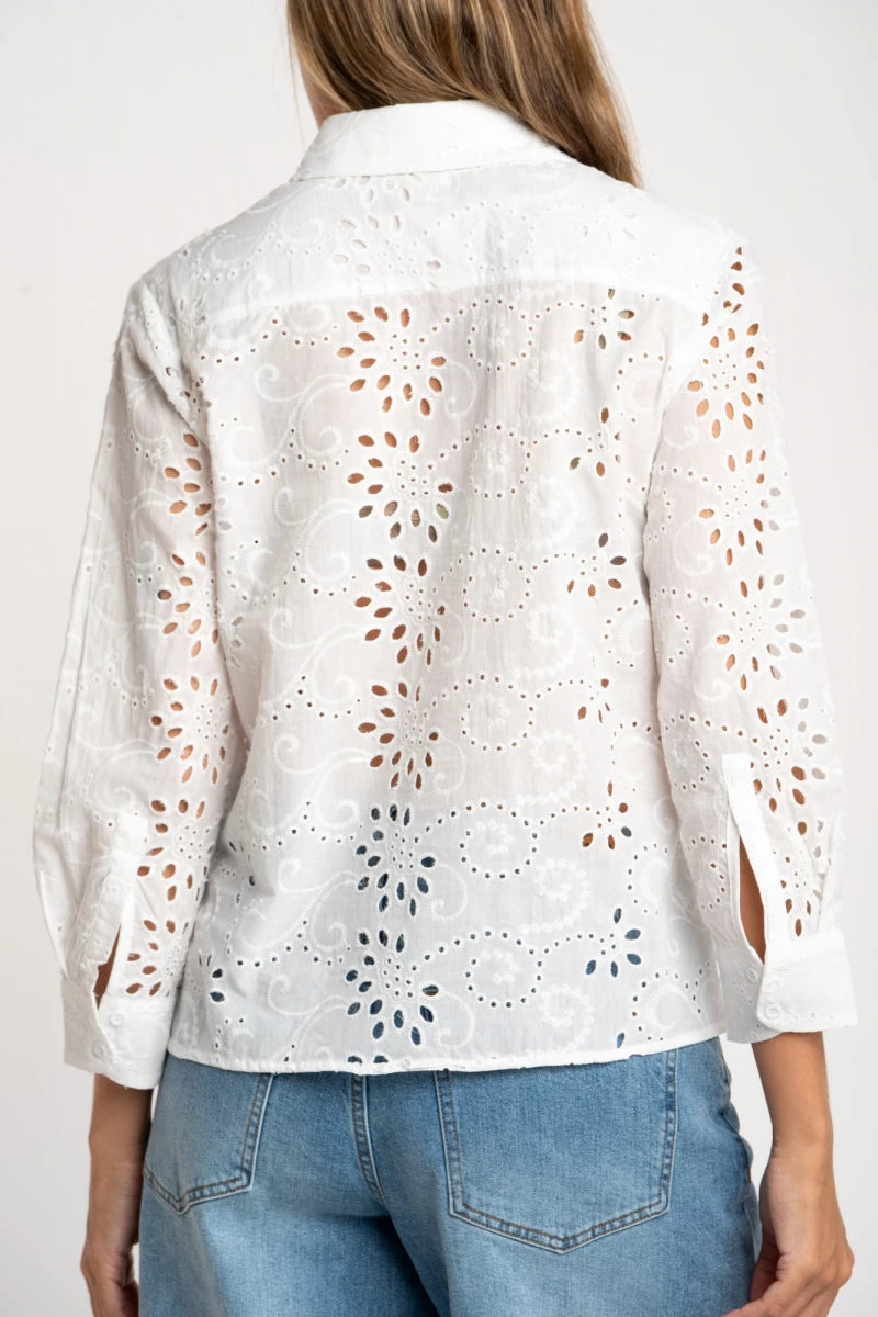 Blusa Manga Longa com Bordado Pérola