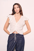 Blusa com Bordado Inglês Pérolas