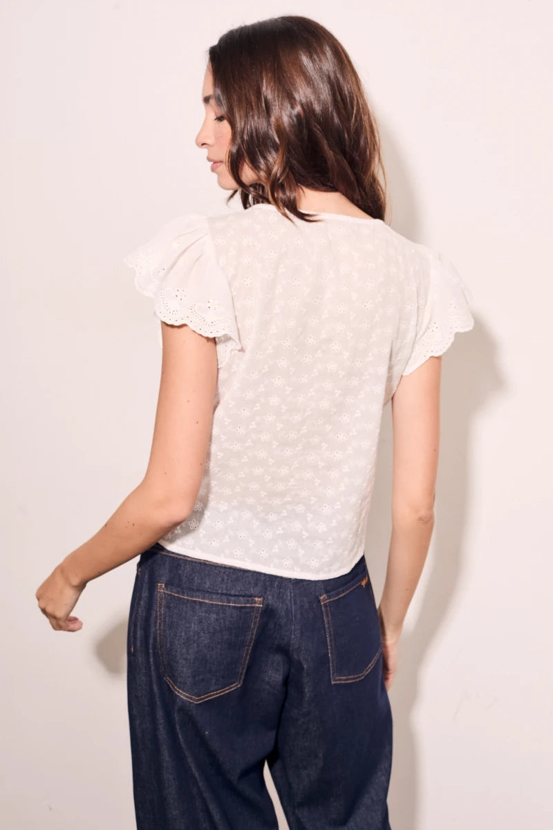 Blusa com Bordado Inglês Pérolas