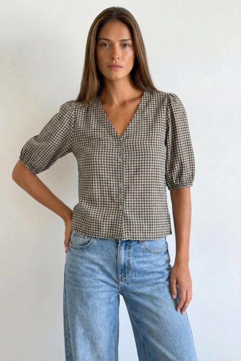 Blusa Xadrez Vichy Preta