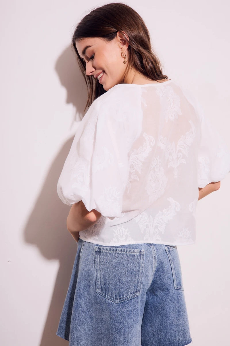 Blusa com Mangas Bufantes Cru