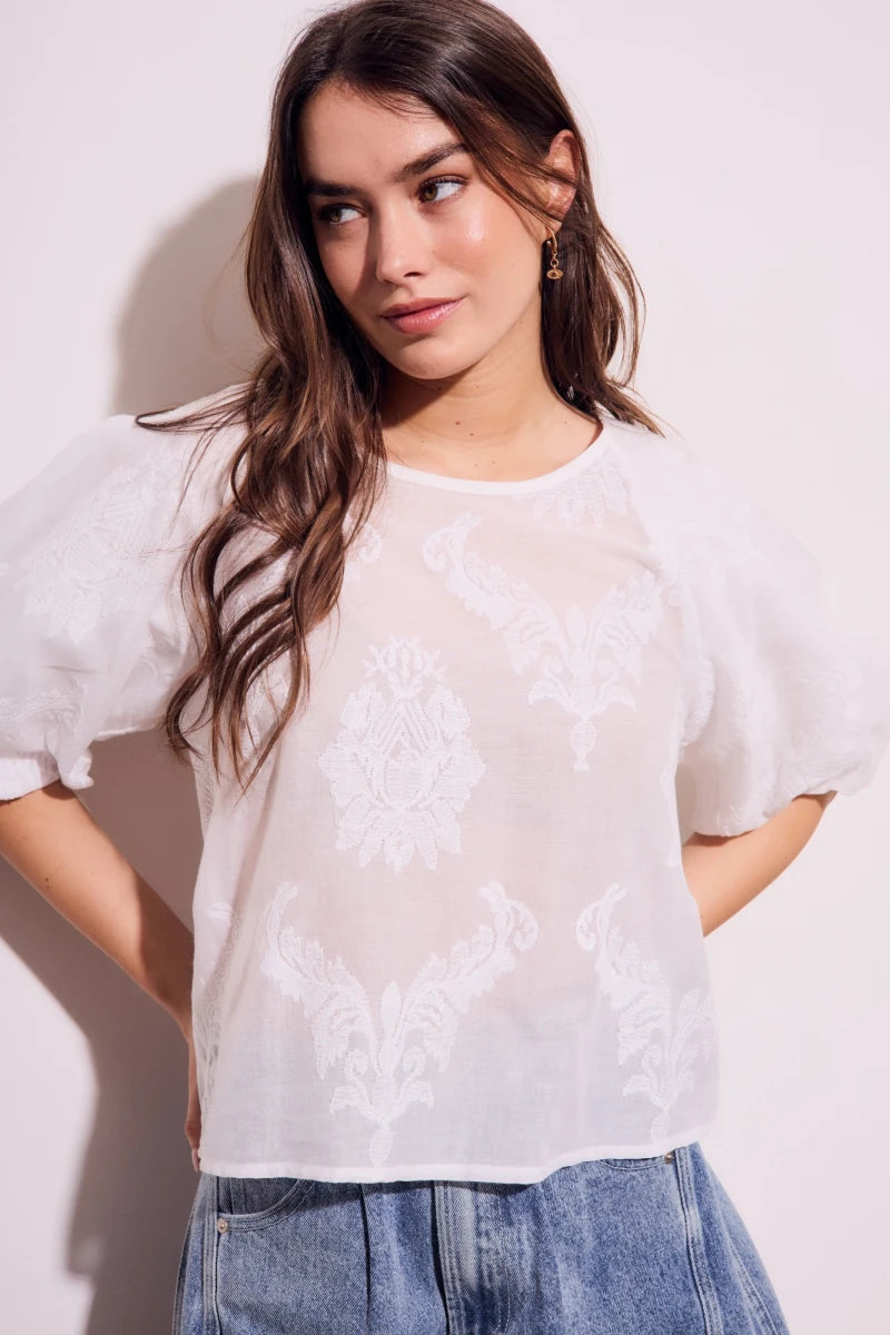 Blusa com Mangas Bufantes Cru
