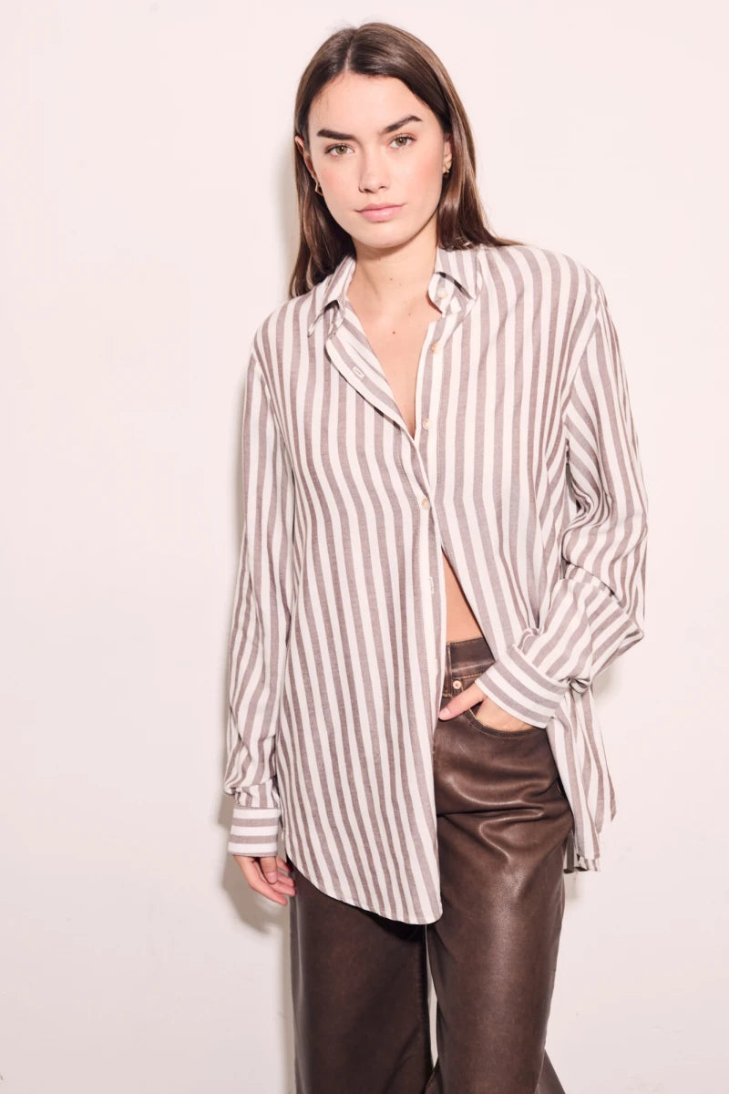 Blusa Listrada Marrom