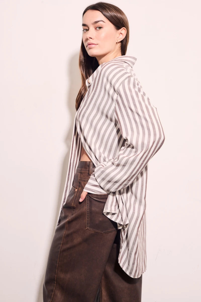 Blusa Listrada Marrom